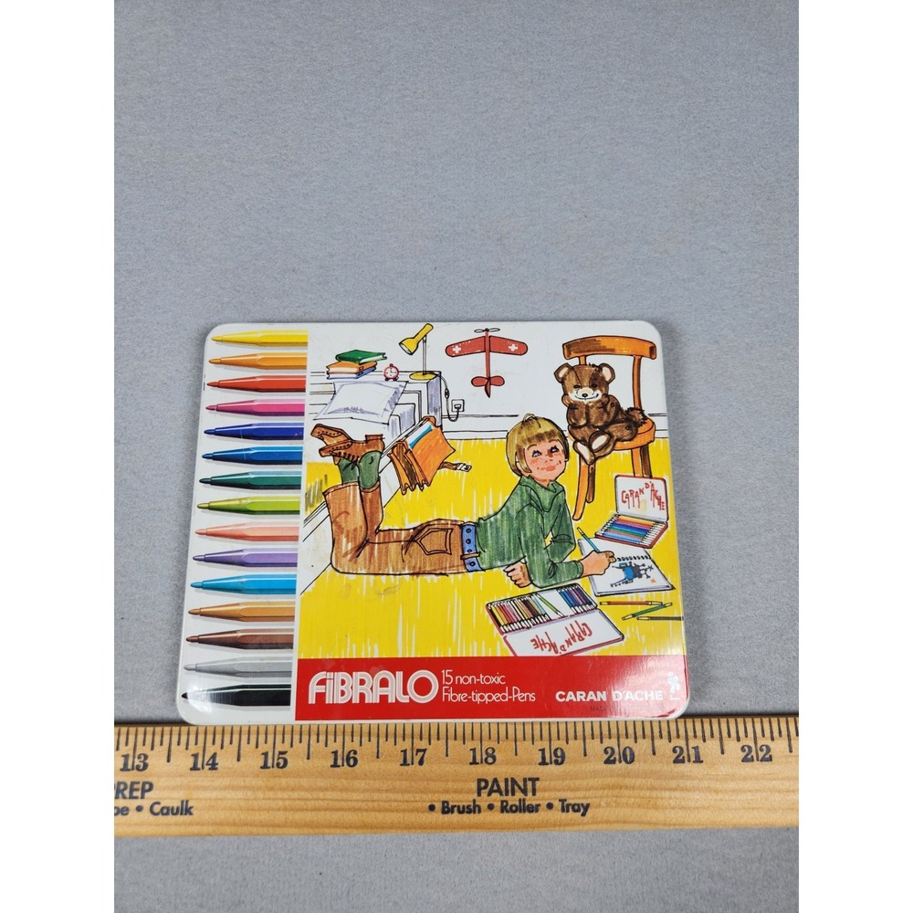 Caran d'Ache FIBRALO 15-Color Non-Toxic Fiber-Tipped Pens‎ Metal Tin---Tin Only